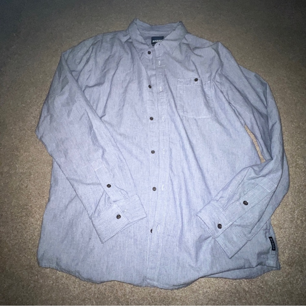prAna Button Shirt Mens XL Long Sleeve Organic Cotton